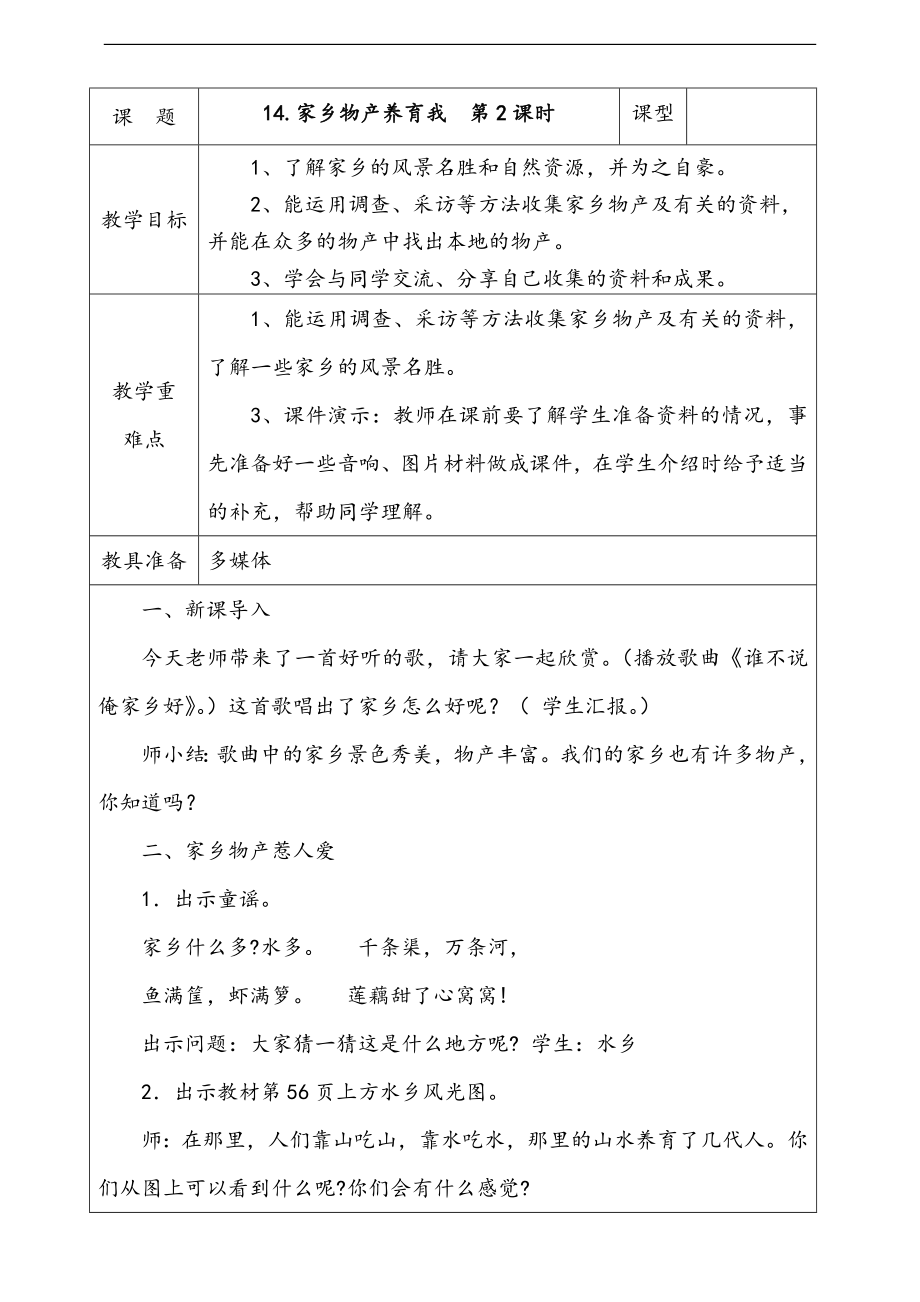 部編版二上道德與法治14.家鄉(xiāng)物產(chǎn)養(yǎng)育第2課時(shí)課件+配套教案+視頻素材.zip
