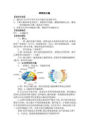 湘科版六上心理健康教育第3課《神奇的大腦》教案 (3).docx