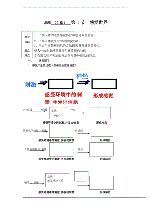 浙教版七下科學(xué)2.1感覺世界1學(xué)案.doc