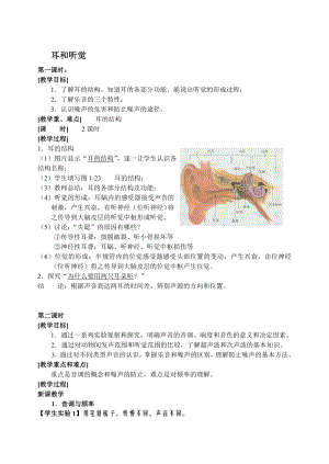 浙教版七下科學2.3 耳和聽覺學案.doc