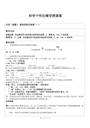浙教版九上科學第2章第5節 物質的轉化3 教學案.doc