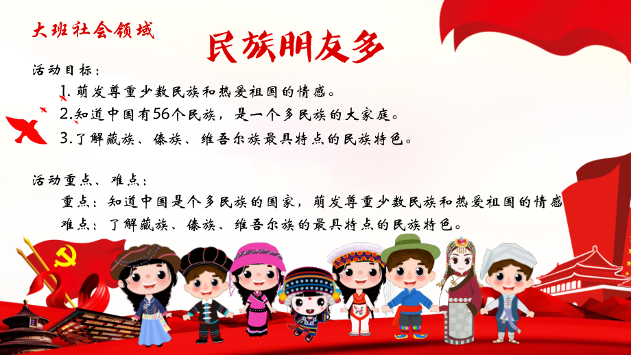 幼兒園大班社會領域《民族朋友多》課件+教案設計（配套）.rar