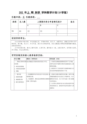 湘科版小學科學五年級下冊教學計劃含課時安排.docx