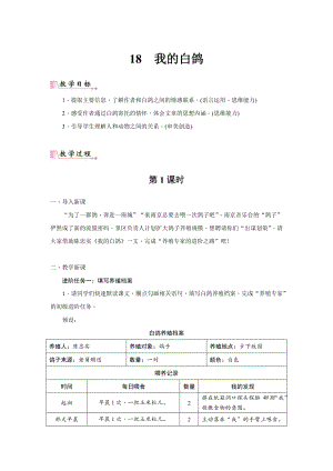 24新教材部編版七年級上語文18我的白鴿教案含反思.docx