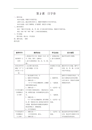 北師大版四年級書法下冊第2課日字旁教學設計.docx