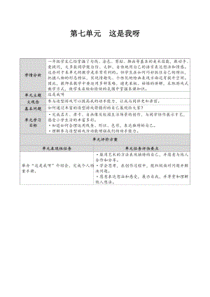 蘇少版（2024）一年級上冊藝術造型美術第七單元 大單元教學設計.docx