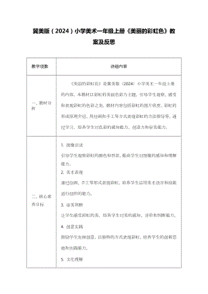 冀美版（2024）一年級上冊藝術造型美術09美麗的彩虹色 教案設計.docx
