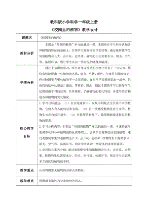 【核心素養(yǎng)】教科版小學(xué)科學(xué)一年級(jí)上冊(cè) 6.校園里的植物教案.docx