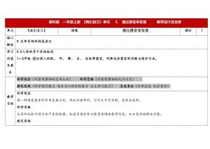 24新教科版一年級上冊科學2.5《通過感官來發現》表格式教學設計.docx