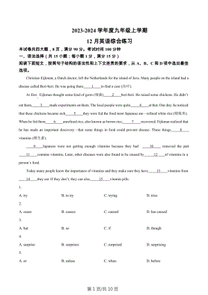 廣東省廣州市南武中學2023-2024學年九年級上學期期末英語試題.docx