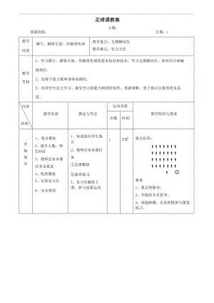 初中體育：足球課教案(全冊共27頁).docx
