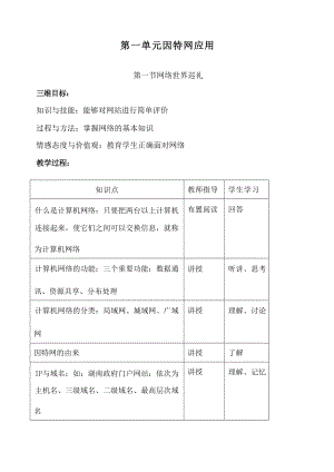北師大版七年級下冊信息技術教案（全冊總20頁）.docx