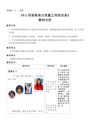 魯教版六年級下冊數學9.1用表格表示變量之間的關系教案設計-郭老師.docx