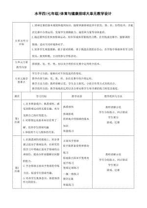 第五章《排球》大單元教學設計 人教版初中體育與健康七年級全一冊.docx