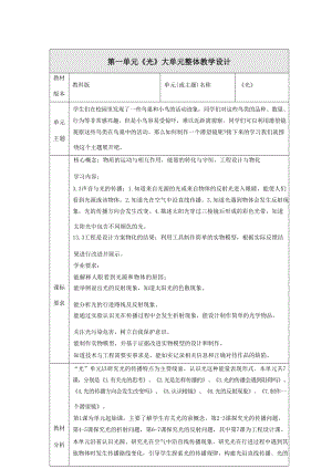 大單元整體教學】教科版科學五年級上冊第一單元光單元整體分析.docx