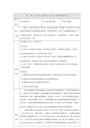 【大單元整體教學(xué)】教科版科學(xué)一上第二單元《比較與測(cè)量》單元教學(xué)規(guī)劃.docx