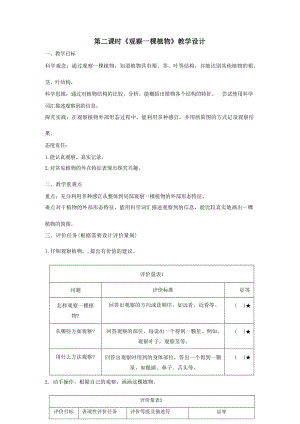 大單元整體教學】教科版科學一上第一單元植物2觀察一棵植物課時教案.docx