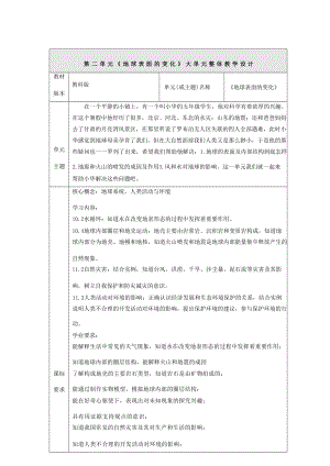 大單元教學設計】教科版科學五年級上冊第二單元地球表面的變化單元整體分析.docx