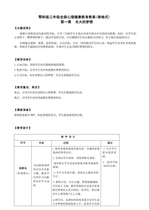 鄂科版三年級心理健康教育教案（表格式全冊總70頁）.docx