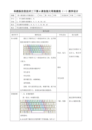 教科版（云南）三下信息技術(shù)第4課 食指大哥挑重擔(dān)1 教案.doc