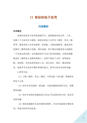 人民出版社八年級上冊勞動教學設計 13 奇妙的電子世界.docx