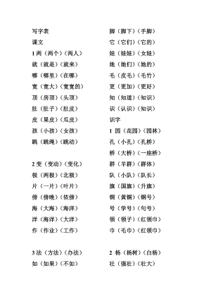 人教部編版二年級上冊語文生字組詞（全冊）.doc