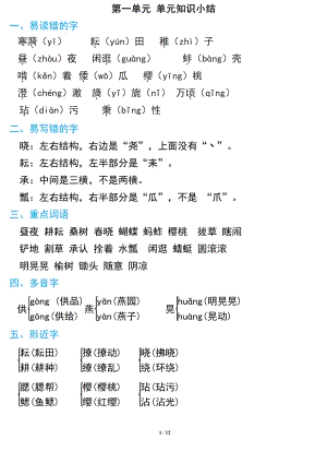 部編版小學語文五年級下冊期中復習知識要點.pdf
