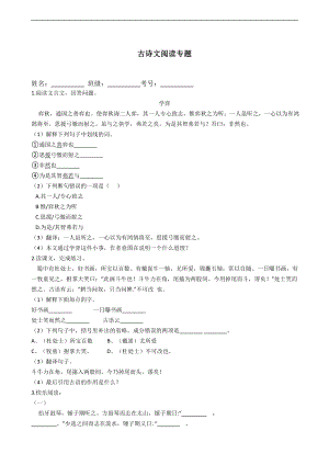 古詩(shī)專題練習(xí)-小升初語(yǔ)文8（含答案）.docx