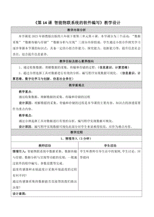 浙教版(2023)八下信息科技第14課智能物聯系統的軟件編寫教學設計.docx