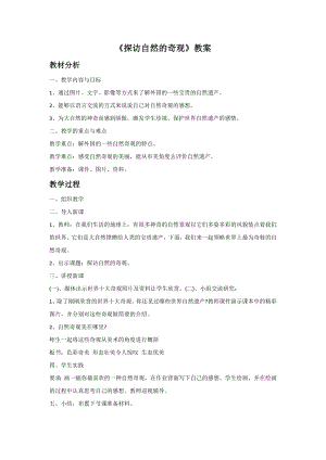 人美版六年級下冊美術《探訪自然的奇觀》教案.doc
