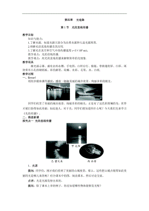 人教版八年級上冊物理第1節(jié) 光的直線傳播1 教學(xué)設(shè)計+反思.doc