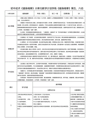 10、水平四武術健身南拳大單元教學計劃學練健身南拳第五、六動.doc