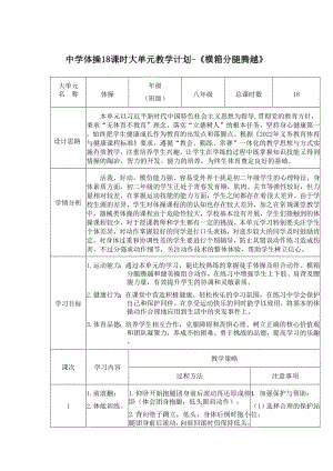 9、水平四 體操18課時大單元教學計劃-《橫箱分腿騰越》.docx