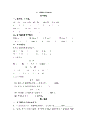 24秋部編版三年級上冊語文20美麗的小興安嶺課時練.doc