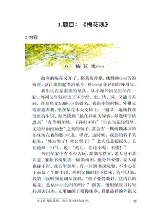 人教部編版小學(xué)語文真題梅花魂教案+試講稿.pdf