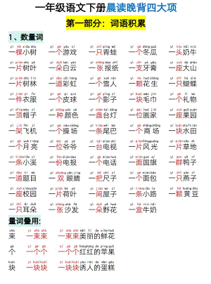 部編版一年級下冊語文晨讀晚背四大項33頁（精品）.pdf