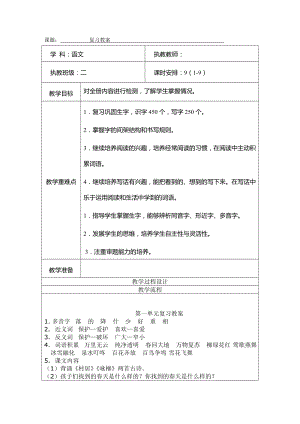 部編版二年級語文（下冊）期末復習教案1.doc