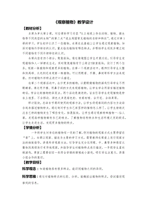 24秋新教材教科版一年級上冊科學觀察植物教學設計.docx