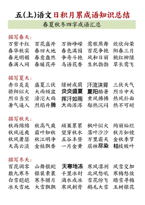 部編版五年級(jí)上冊(cè)語(yǔ)文日積月累春夏秋冬四字成語(yǔ)知識(shí)總結(jié).pdf