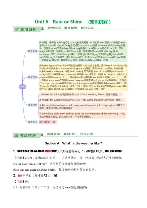 Unit6RainorShine.（知識講解）-2024-2025學年七年級新教材英語下冊基礎知識專項講練（人教版2024）.docx
