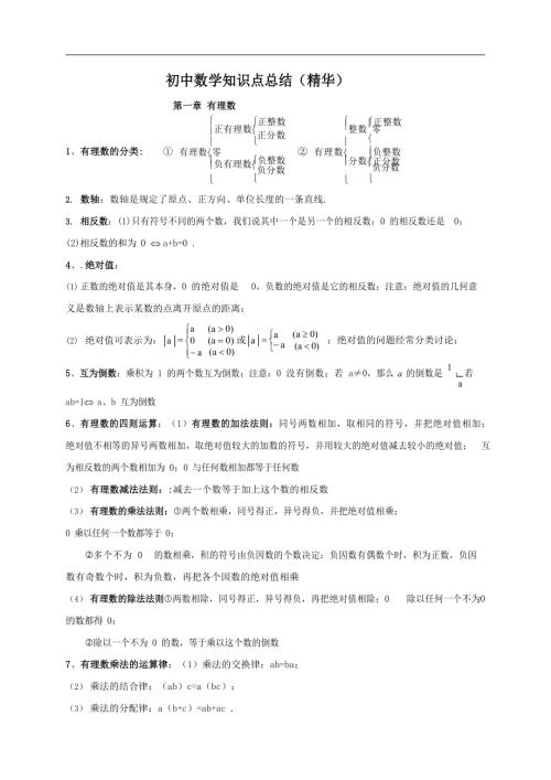 中考復習資料：初中數學知識點總結.docx