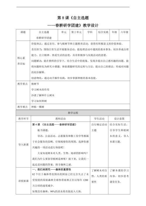 內(nèi)蒙古版六下綜合實(shí)踐第二單元第8課自主選題教案.doc