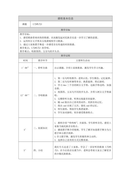 冀少版（2025）一年級下冊音樂8唱游《乃喲乃》2.教案.docx