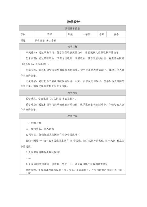 冀少版（2025）一年級下冊音樂8聆聽多么快樂多么幸福2.教案.docx