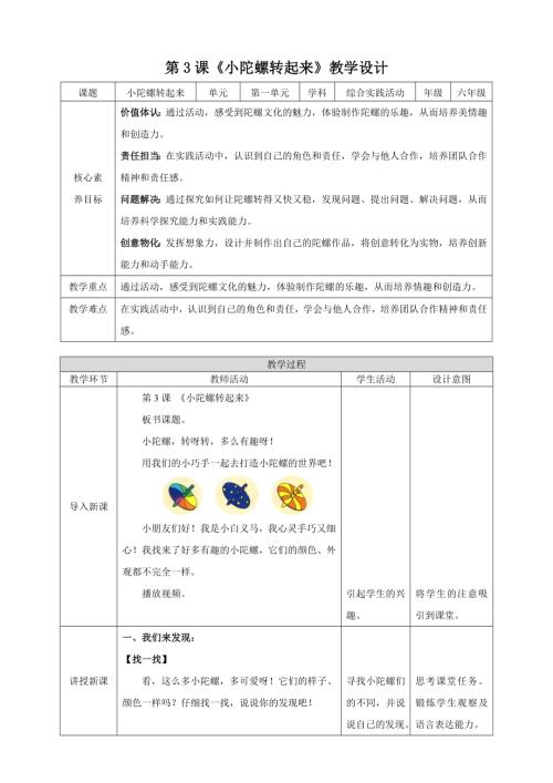 遼師大版六年級(jí)上綜合實(shí)踐第3課：小小陀螺轉(zhuǎn)起來-教學(xué)設(shè)計(jì).doc