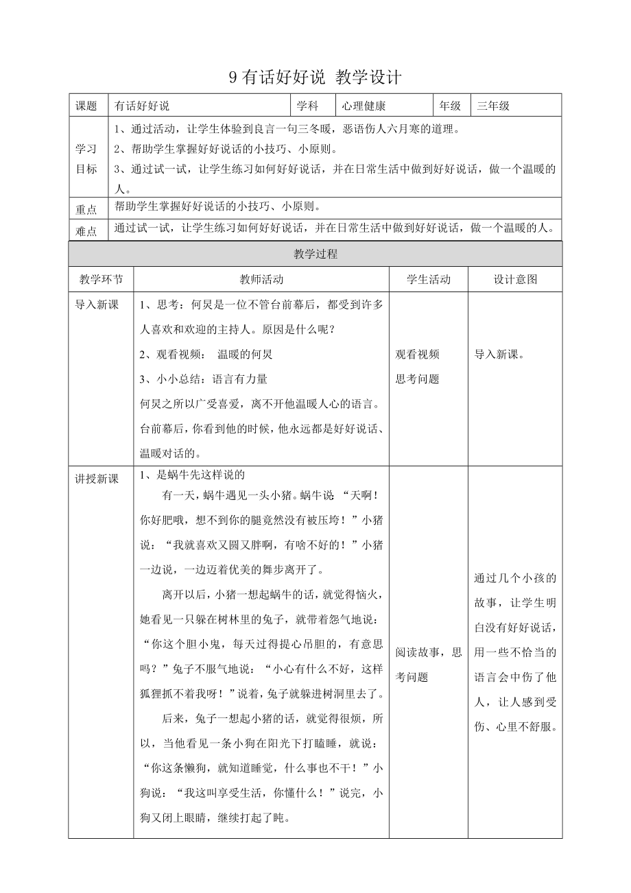 教科版五年級下冊心理健康09.《有話好好說》課件+教案+素材.rar
