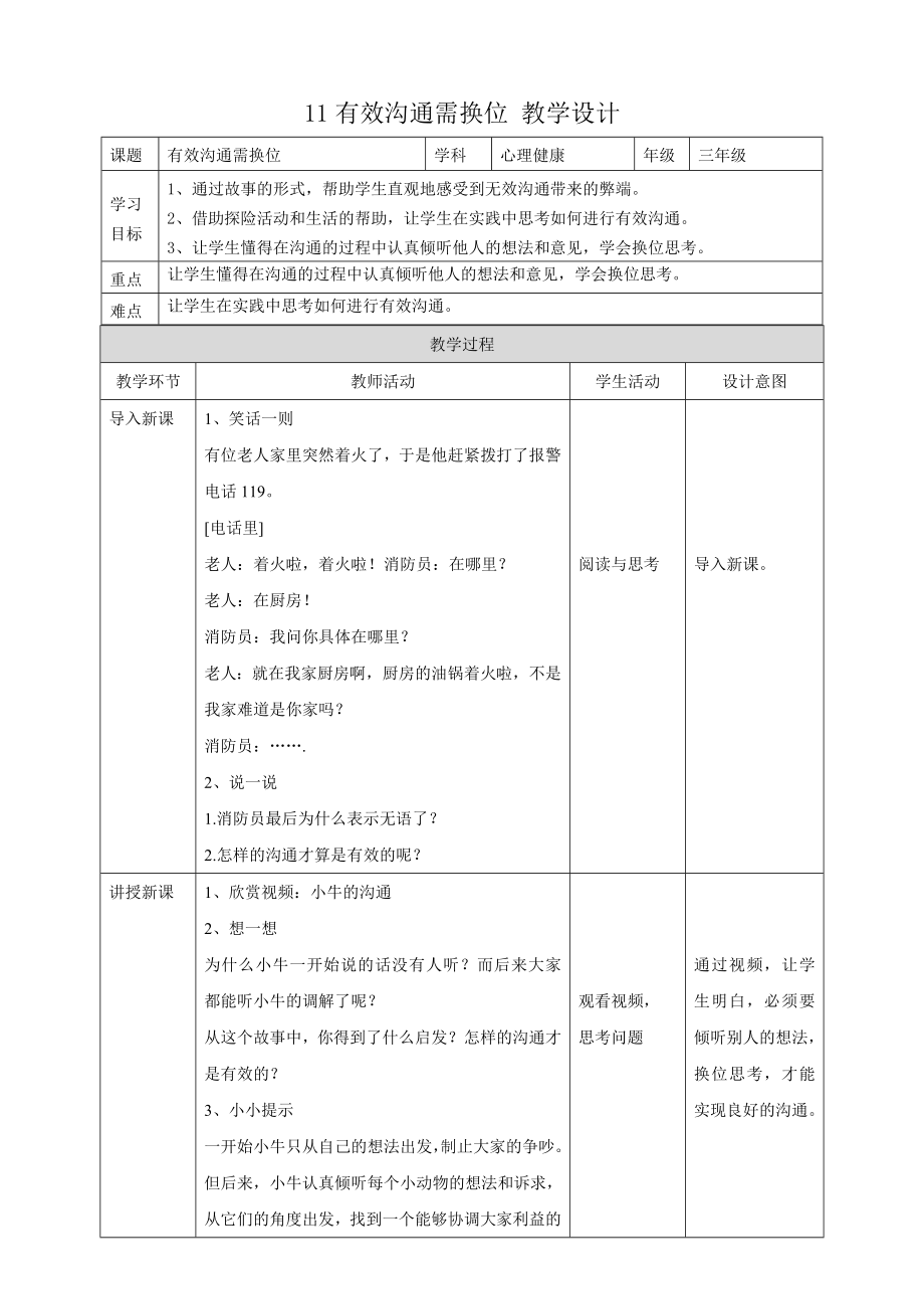 教科版五年級下冊心理健康11.《有效溝通需換位》課件+教案+素材.rar