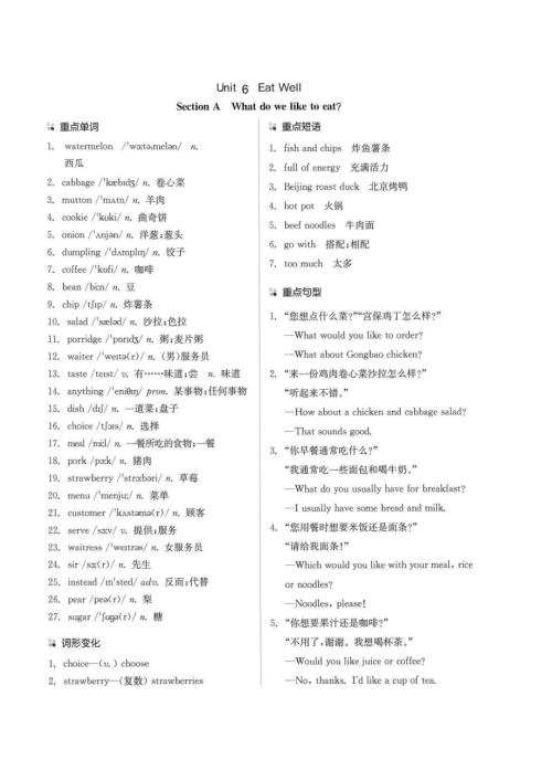 魯教版六年級下冊英語單詞背誦默寫清單Unit6.pdf