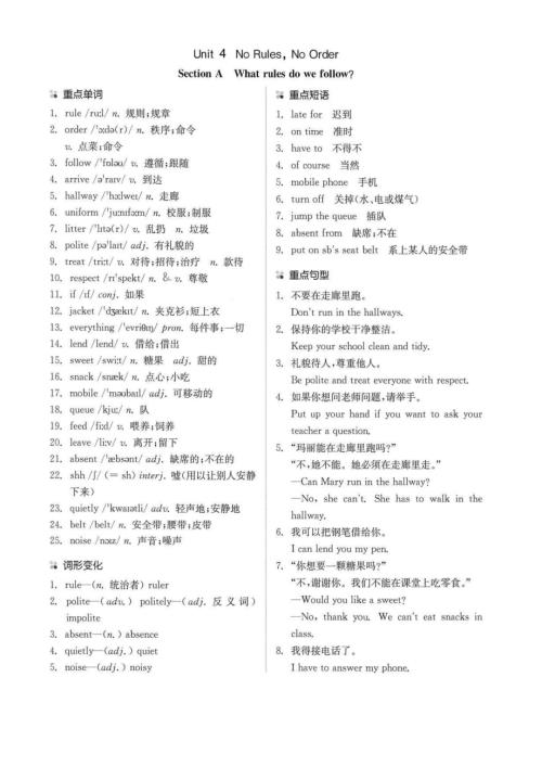 魯教版六年級下冊英語單詞背誦默寫清單Unit4.pdf