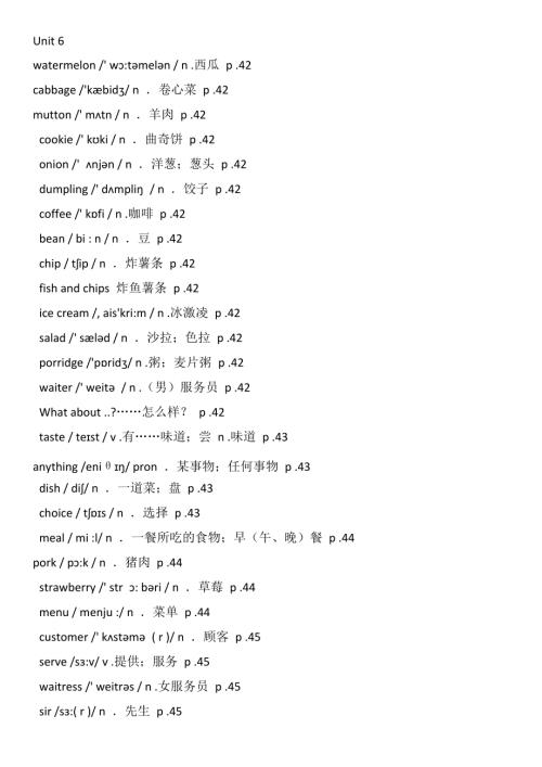 魯教版六年級下冊英語六下Unit6詞匯+翻譯.docx